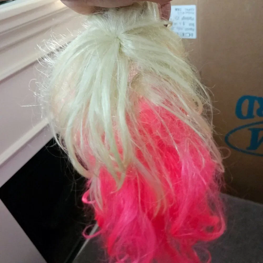 Pink Halloween Wig Long Bob Straight Wig Hair Synthetic Lace For Women
